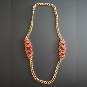 Monet Necklace with Red and Cream Designs
